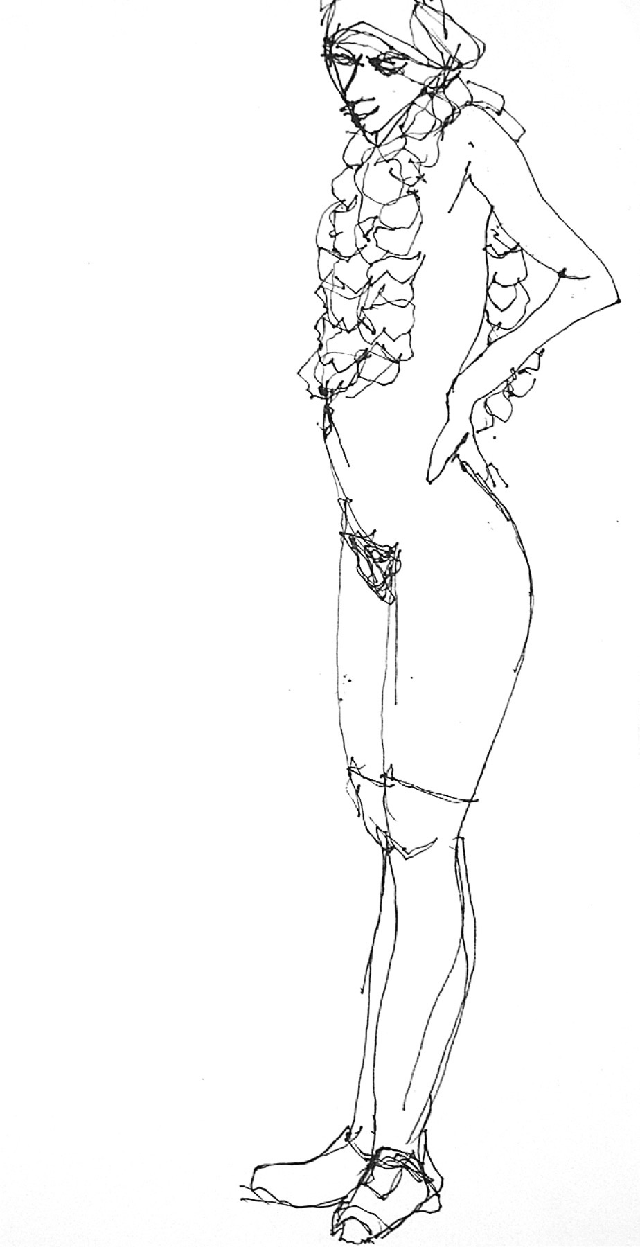 Standing figure study in ink pen